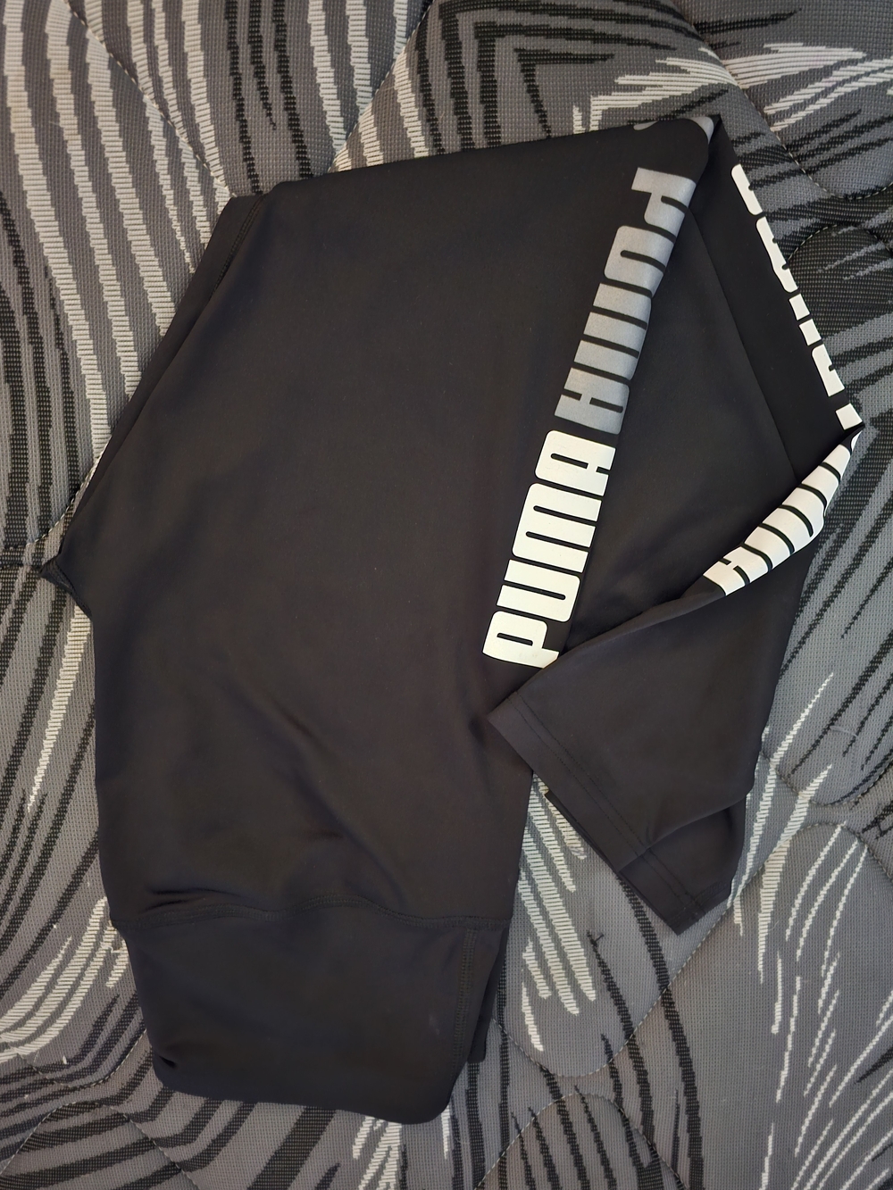 Puma Black Leggings With White And Grey Puma Logo